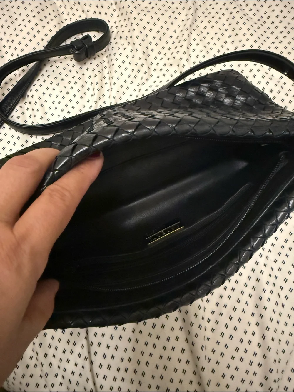 Black Woven Leather 3 Ways Bag with Tassel - Picture 4 of 14